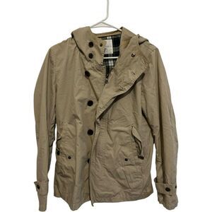 Edifice Tan Utility Jacket EU Size 38 Small Button Front Camo Y2K Surplus Army